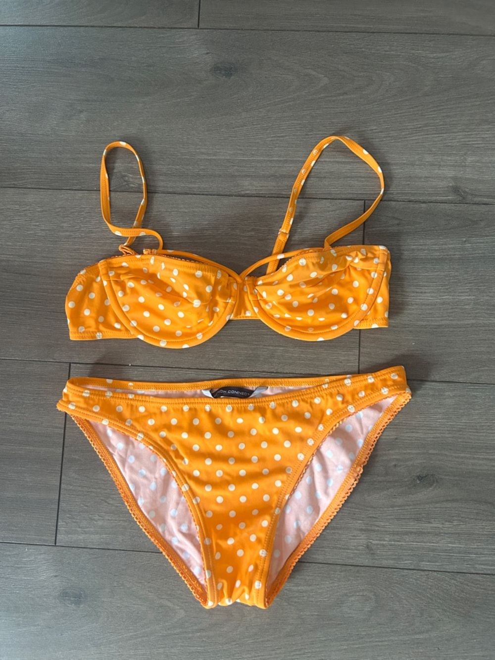 French Connection Orange Polka Dot Underwire Bikini Set Size Medium